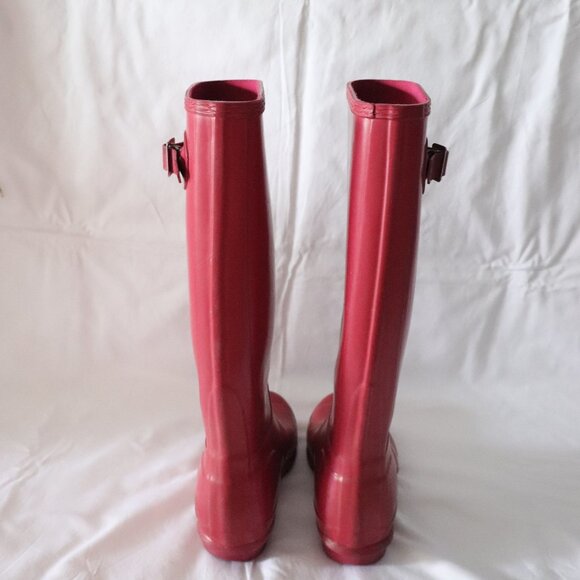 Hunter Original Women's Pink Sz 5/36 Tall Rubber Buckle Outdoor Rain Boots - Picture 4 of 13